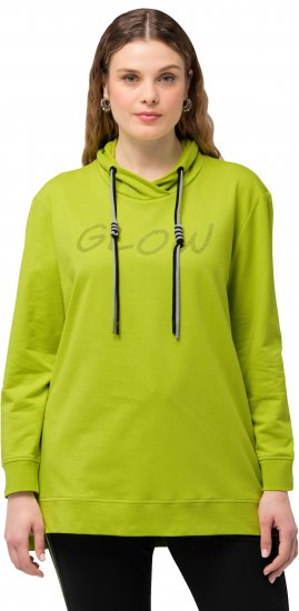 Ulla Popken GLOW Lettered Collared Sweatshirt Apple Green - Hoodies & Sweatshirts - Kuschelige Sweatshirts & Strick
