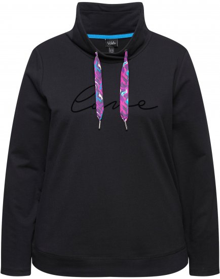 Ulla Popken Stand-Up Collar Long Sleeve Sweatshirt Black - Hoodies & Sweatshirts - 