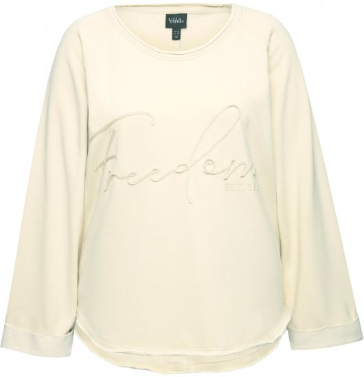 Ulla Popken Embroidered Freedom Rolled Edge Sweatshirt Sand - Hoodies & Sweatshirts - Kuschelige Sweatshirts & Strick