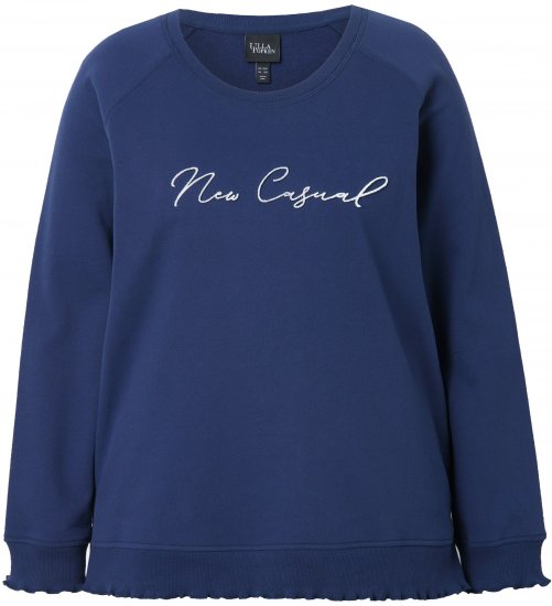 Ulla Popken NEW CASUAL Ruffled Hem Sweatshirt Navy - Hoodies & Sweatshirts - Kuschelige Sweatshirts & Strick