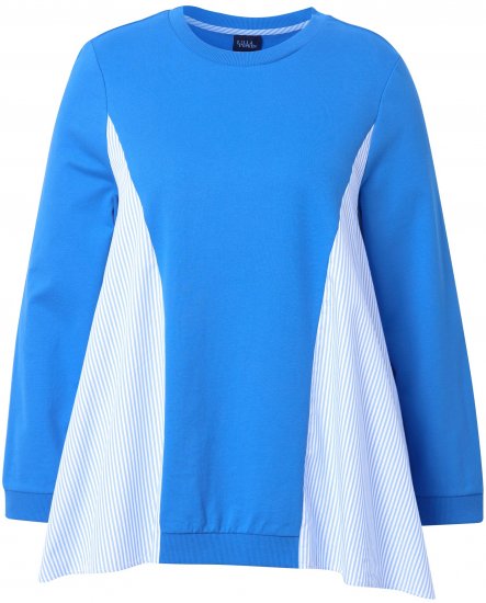 Ulla Popken Pinstripe Gore Long Sleeve Sweatshirt Peacock Blue - Hoodies & Sweatshirts - Kuschelige Sweatshirts & Strick
