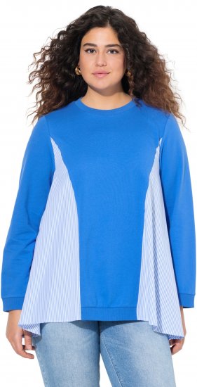 Ulla Popken Pinstripe Gore Long Sleeve Sweatshirt Peacock Blue - Hoodies & Sweatshirts - Kuschelige Sweatshirts & Strick