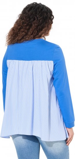 Ulla Popken Pinstripe Gore Long Sleeve Sweatshirt Peacock Blue - Hoodies & Sweatshirts - Kuschelige Sweatshirts & Strick