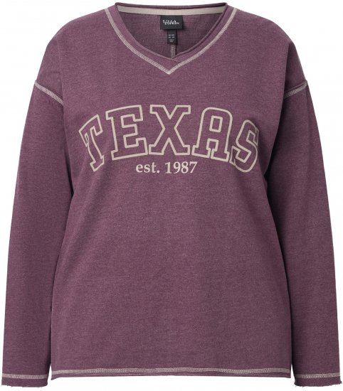 Ulla Popken Texas Contrast Stitching Sweatshirt Dark Ruby - Hoodies & Sweatshirts - Kuschelige Sweatshirts & Strick