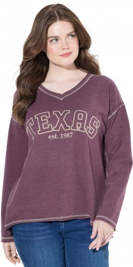 Ulla Popken Texas Contrast Stitching Sweatshirt Dark Ruby - Hoodies & Sweatshirts - Kuschelige Sweatshirts & Strick