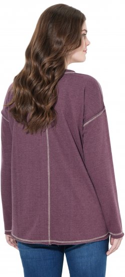 Ulla Popken Texas Contrast Stitching Sweatshirt Dark Ruby - Hoodies & Sweatshirts - Kuschelige Sweatshirts & Strick