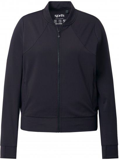 Ulla Popken Quick Drying College Collar Sweatshirt Black - Hoodies & Sweatshirts - 