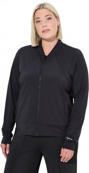 Ulla Popken Quick Drying College Collar Sweatshirt Black - Hoodies & Sweatshirts - 