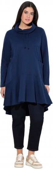 Ulla Popken Flounce Panel Long Sleeve Sweatshirt Dress Navy - Hoodies & Sweatshirts - 