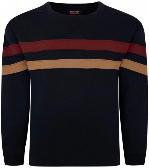 Espionage LW163 Striped Sweatshirt Navy - Herren-sweater und -hoodies - Herren-Sweater und -Hoodies in großen Größen