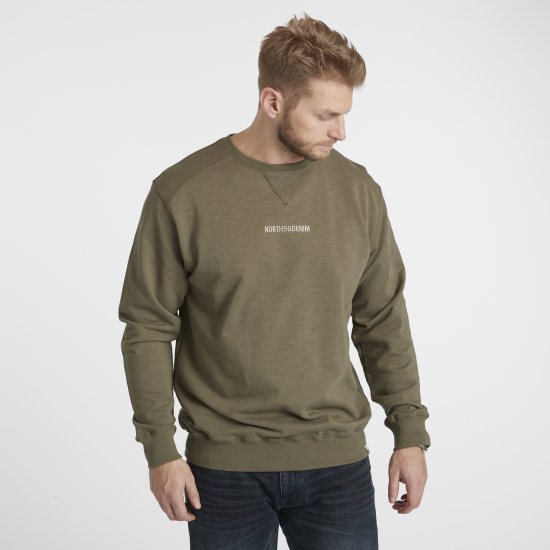 North Latitude Denim Logo Sweatshirt Dusty Olive Green TALL - TALL sweatshirts - TALL Sweatshirts für große Männer