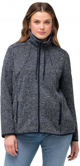 Ulla Popken Heather Knit Fleece Jacket Navy - Hoodies & Sweatshirts - 