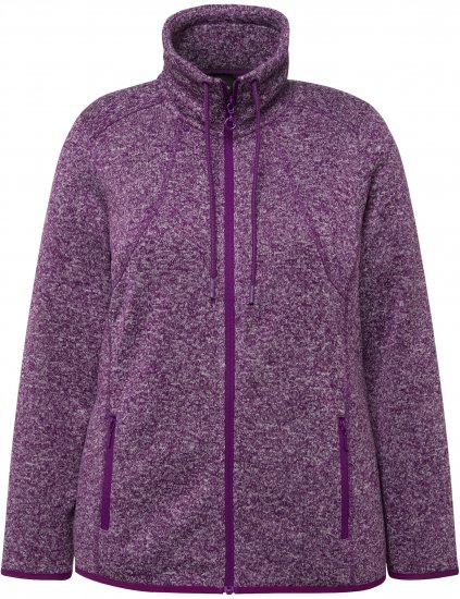 Ulla Popken Heather Knit Fleece Jacket Dark Purple - Hoodies & Sweatshirts - Kuschelige Sweatshirts & Strick