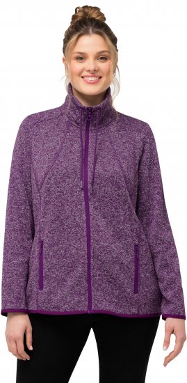 Ulla Popken Heather Knit Fleece Jacket Dark Purple - Hoodies & Sweatshirts - Kuschelige Sweatshirts & Strick