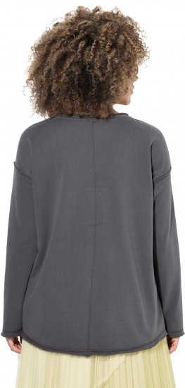 Ulla Popken Inspire Lettering V-Neck Sweatshirt Graphite Grey - Hoodies & Sweatshirts - 