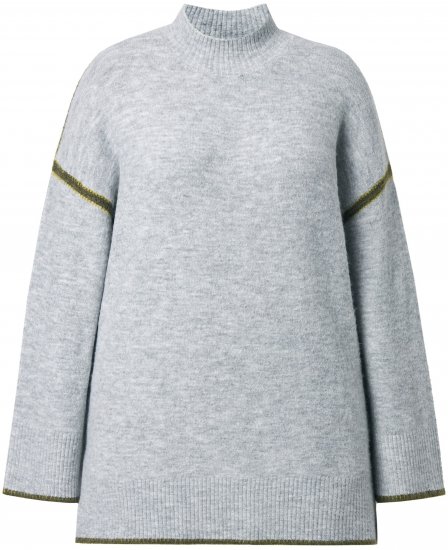 Ulla Popken Decorative Seam Sweater Light Grey Melange - Hoodies & Sweatshirts - Kuschelige Sweatshirts & Strick