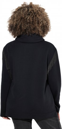 Ulla Popken Chain Fringe Smooth Fleece Sweatshirt Black - Hoodies & Sweatshirts - Kuschelige Sweatshirts & Strick