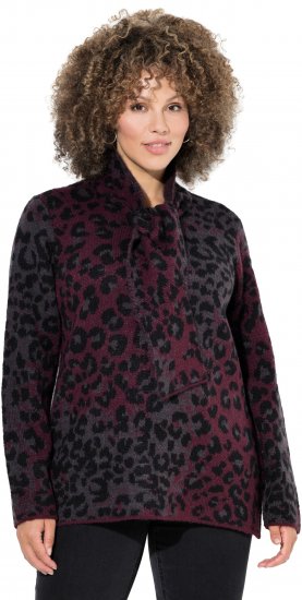 Ulla Popken Leopard Print Scarf Sweater Dark Wine Red - Hoodies & Sweatshirts - Kuschelige Sweatshirts & Strick