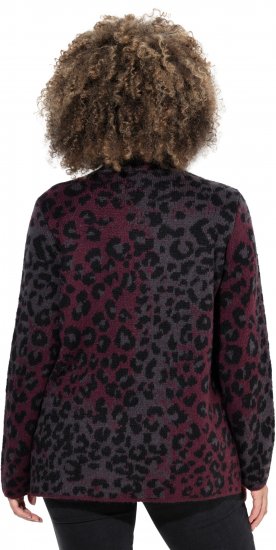 Ulla Popken Leopard Print Scarf Sweater Dark Wine Red - Hoodies & Sweatshirts - Kuschelige Sweatshirts & Strick