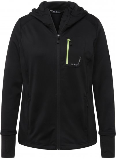 Ulla Popken HYPRAR Zip Front Hooded Stretch Sweatshirt Black - Hoodies & Sweatshirts - 
