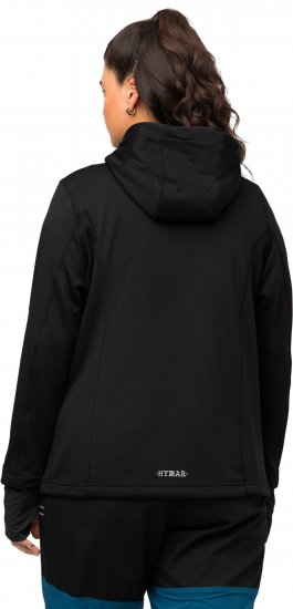 Ulla Popken HYPRAR Zip Front Hooded Stretch Sweatshirt Black - Hoodies & Sweatshirts - 