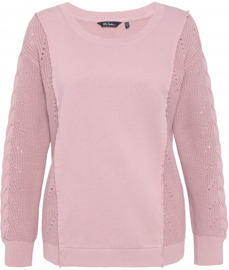 Ulla Popken Mixed Knit Patch Look Sweatshirt Old Pink - Hoodies & Sweatshirts - 