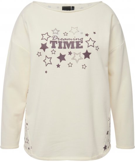 Ulla Popken Dreaming Time Long Sleeve Sweatshirt Chalk - Hoodies & Sweatshirts - Kuschelige Sweatshirts & Strick