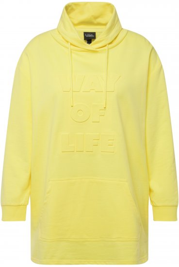 Ulla Popken Embossed Letter Sweatshirt Lemon Yellow - Hoodies & Sweatshirts - Kuschelige Sweatshirts & Strick