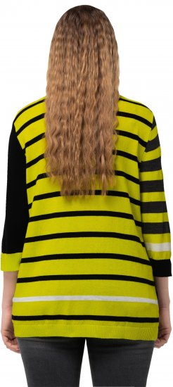 Ulla Popken Mixed Stripe 3/4 Sleeve Colorblock Sweater Apple Green - Hoodies & Sweatshirts - Kuschelige Sweatshirts & Strick