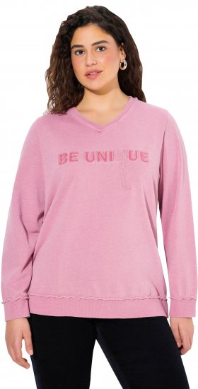 Ulla Popken Graphic BE UNIQUE Inverted Seam Sweatshirt Raspberry - Hoodies & Sweatshirts - Kuschelige Sweatshirts & Strick