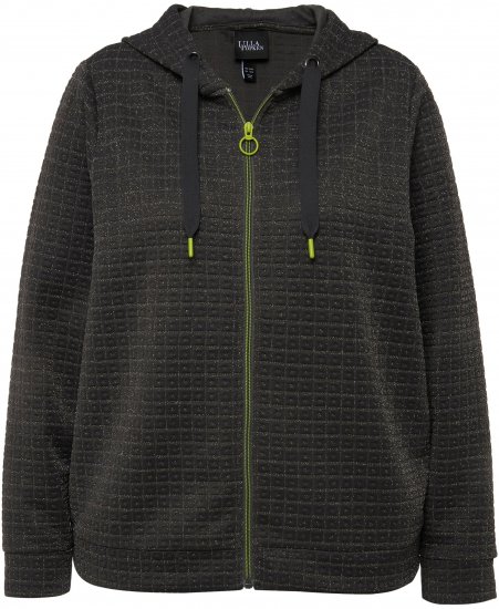 Ulla Popken Textured Metallic Knit Sweatshirt With Hood Graphite Grey - Hoodies & Sweatshirts - Kuschelige Sweatshirts & Strick