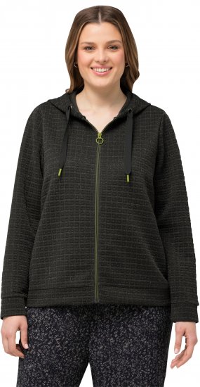 Ulla Popken Textured Metallic Knit Sweatshirt With Hood Graphite Grey - Hoodies & Sweatshirts - Kuschelige Sweatshirts & Strick