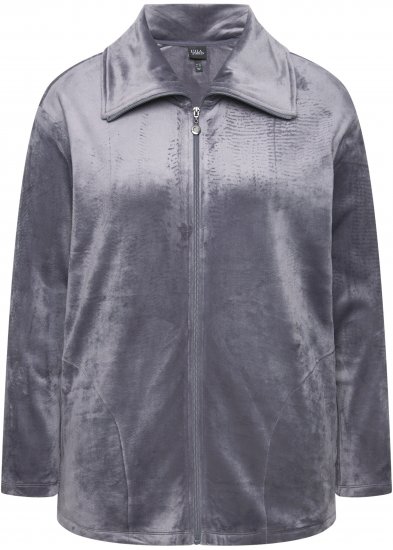 Ulla Popken Velour Loungewear Jacket Dark Grey - Hoodies & Sweatshirts - Kuschelige Sweatshirts & Strick