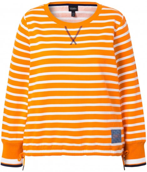 Ulla Popken Striped Drawstring Hem Sweatshirt Orange - Hoodies & Sweatshirts - Kuschelige Sweatshirts & Strick
