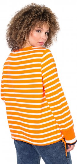 Ulla Popken Striped Drawstring Hem Sweatshirt Orange - Hoodies & Sweatshirts - Kuschelige Sweatshirts & Strick