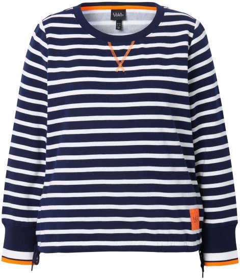 Ulla Popken Striped Drawstring Hem Sweatshirt Navy - Hoodies & Sweatshirts - Kuschelige Sweatshirts & Strick