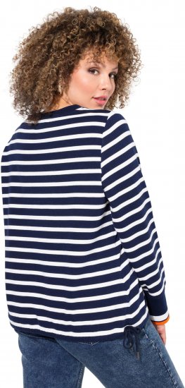 Ulla Popken Striped Drawstring Hem Sweatshirt Navy - Hoodies & Sweatshirts - Kuschelige Sweatshirts & Strick
