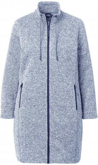 Ulla Popken Longline Knit Fleece Jacket Sky Blue - Hoodies & Sweatshirts - Kuschelige Sweatshirts & Strick