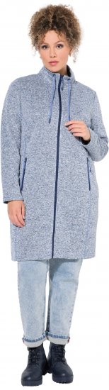 Ulla Popken Longline Knit Fleece Jacket Sky Blue - Hoodies & Sweatshirts - Kuschelige Sweatshirts & Strick