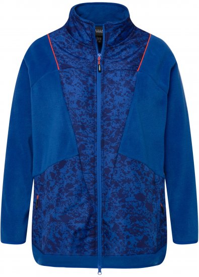 Ulla Popken Patch Print Fleece Jacket Denim Blue - Hoodies & Sweatshirts - Kuschelige Sweatshirts & Strick