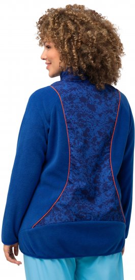 Ulla Popken Patch Print Fleece Jacket Denim Blue - Hoodies & Sweatshirts - Kuschelige Sweatshirts & Strick