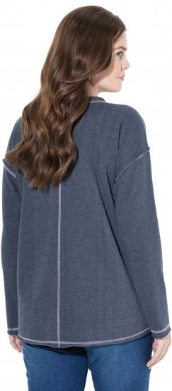 Ulla Popken Houston Textured Lettering Sweatshirt Navy - Hoodies & Sweatshirts - Kuschelige Sweatshirts & Strick