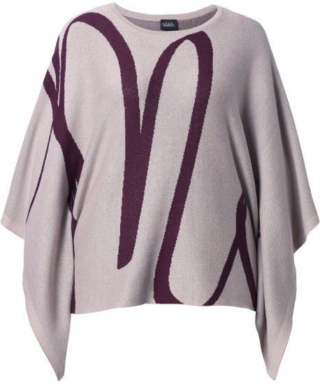 Ulla Popken Brushstroke Knit Poncho Beige - Hoodies & Sweatshirts - 
