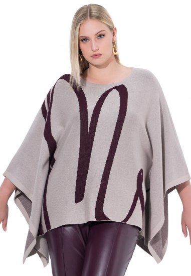 Ulla Popken Brushstroke Knit Poncho Beige - Hoodies & Sweatshirts - 
