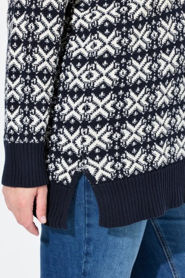 Ulla Popken Eco Cotton Geometric Snowflake Sweater Navy - Hoodies & Sweatshirts - Kuschelige Sweatshirts & Strick