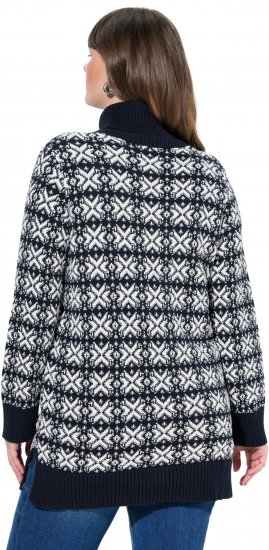 Ulla Popken Eco Cotton Geometric Snowflake Sweater Navy - Hoodies & Sweatshirts - Kuschelige Sweatshirts & Strick