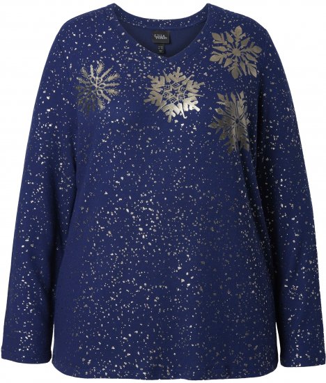 Ulla Popken Metallic Print Extra Soft Christmas Sweatshirt Ink Blue - Hoodies & Sweatshirts - Kuschelige Sweatshirts & Strick