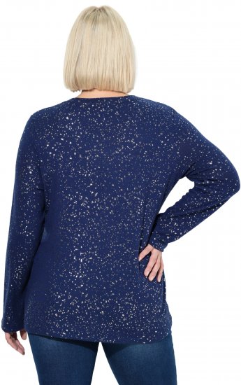 Ulla Popken Metallic Print Extra Soft Christmas Sweatshirt Ink Blue - Hoodies & Sweatshirts - Kuschelige Sweatshirts & Strick