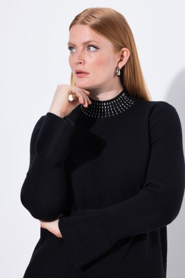 Ulla Popken Flared Sleeve Turtleneck Sweater Black - Hoodies & Sweatshirts - Kuschelige Sweatshirts & Strick