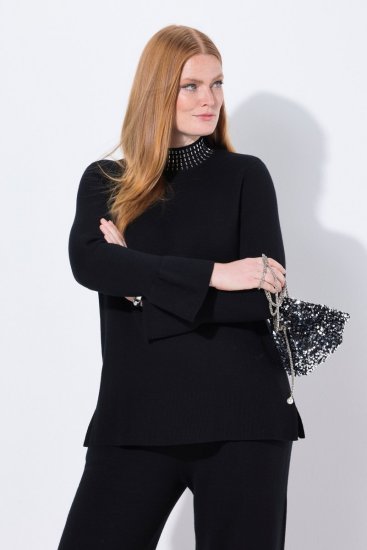 Ulla Popken Flared Sleeve Turtleneck Sweater Black - Hoodies & Sweatshirts - Kuschelige Sweatshirts & Strick
